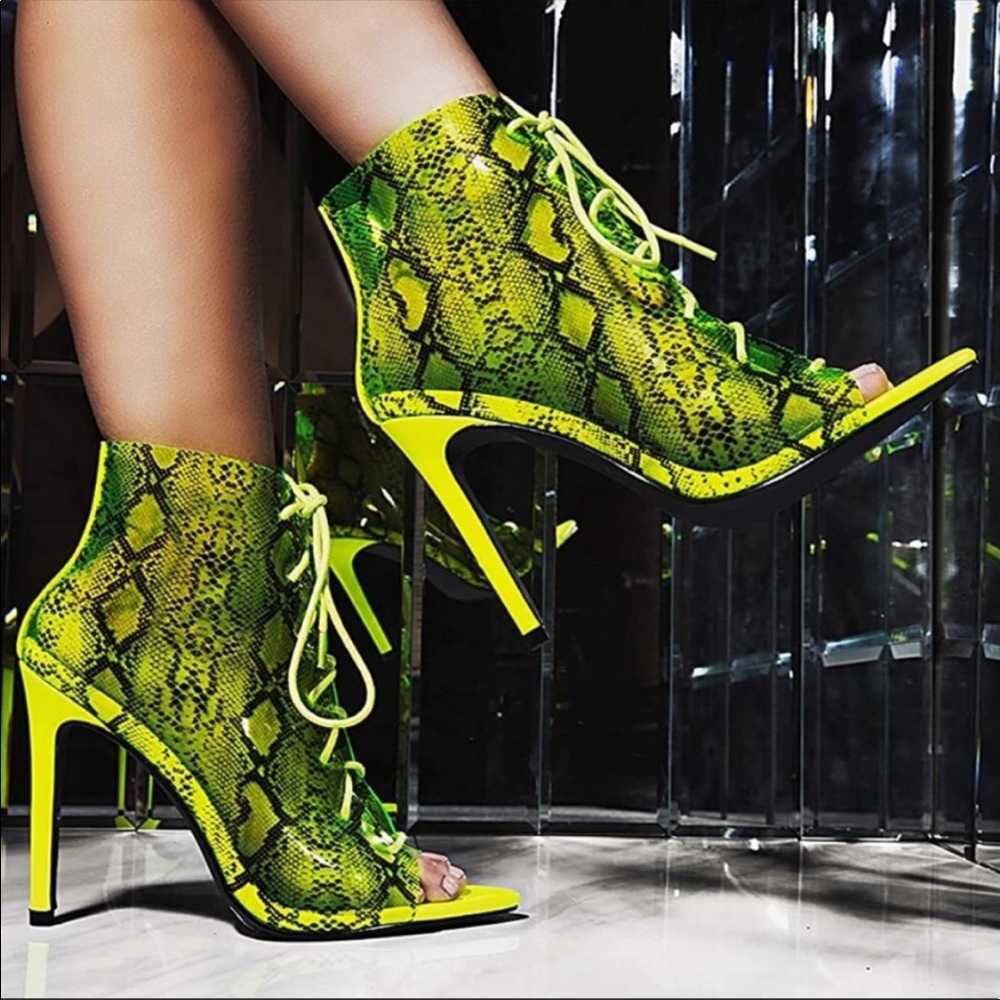Lime Green Snake bootie